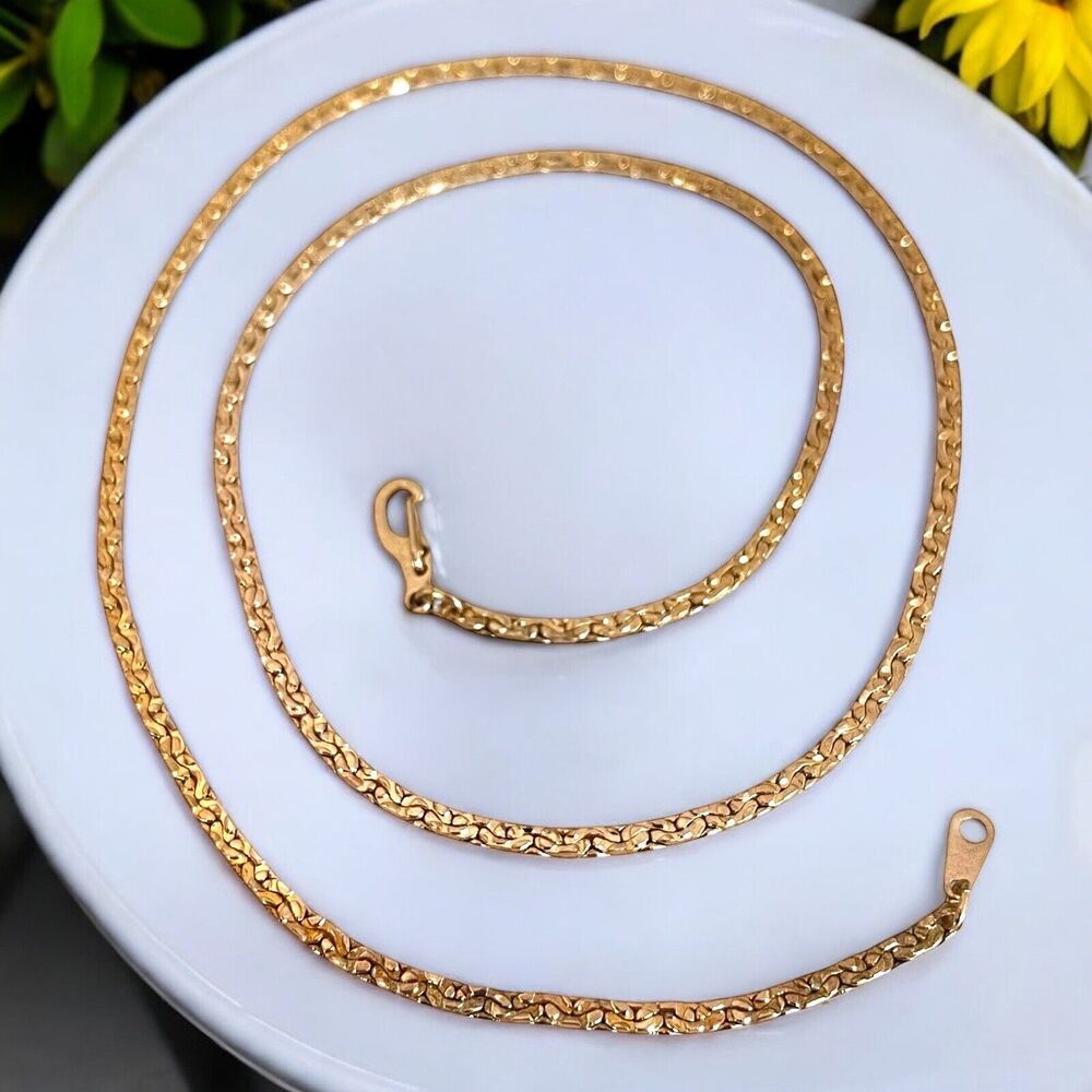 Vintage Necklace Gold Plated Chain 14KGP Long Delicate Classic Chic 12D